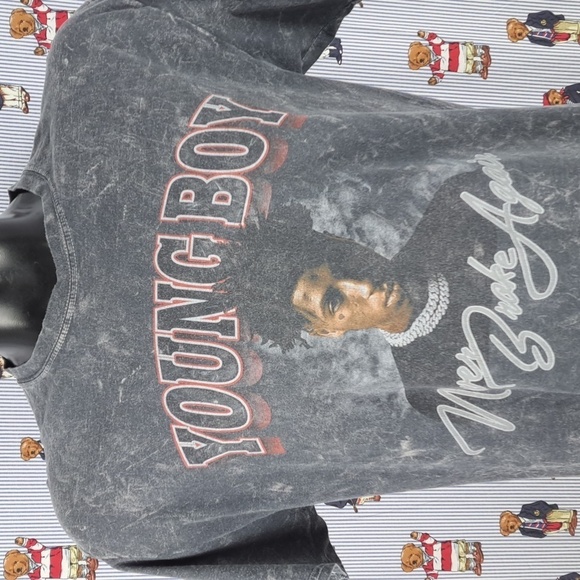 NBA Youngboy offical tags 2018 Never Broke Again hip hop smoke gray M/L t-shirt - Picture 1 of 6